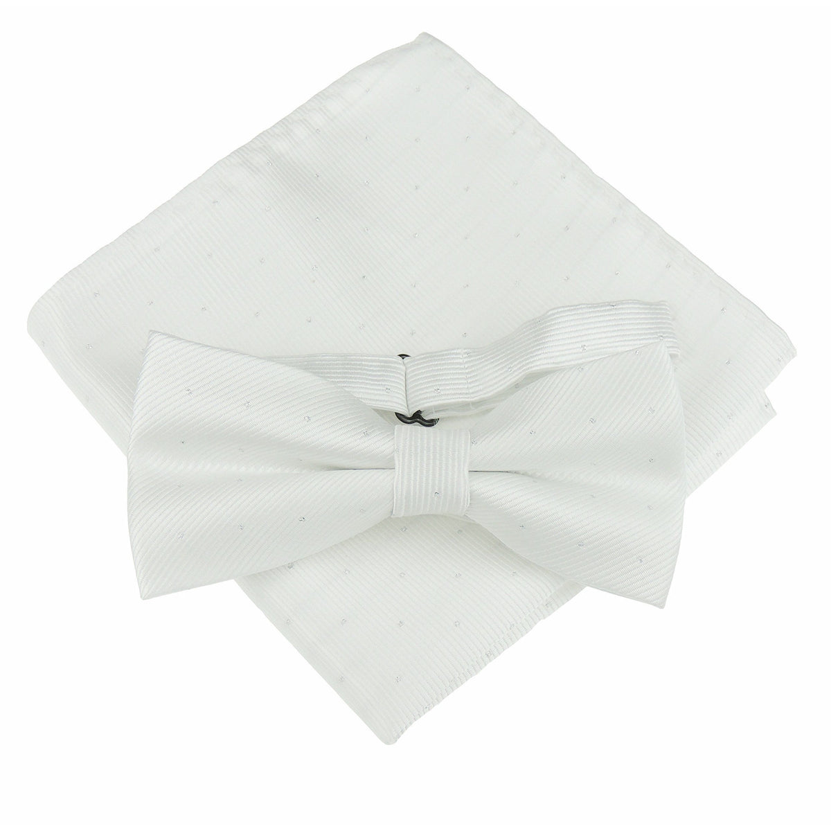 Men's Evening Black Tie Wedding Groom Fine Silver Glitter Flocked Print Bow Tie & Pocket Square Set in over 20 Colours