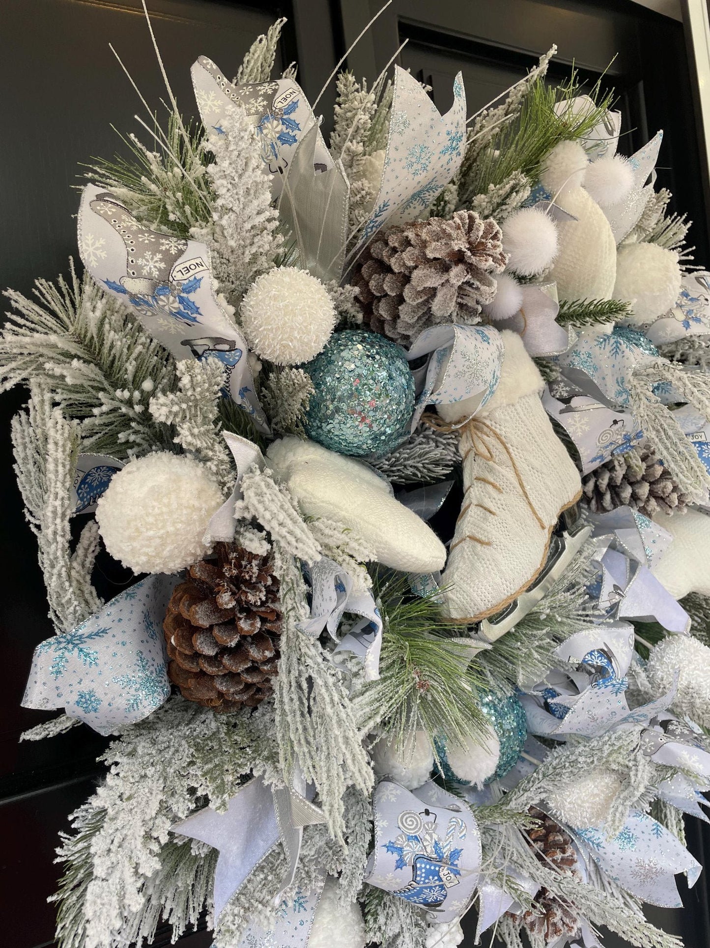 Luxury Winter Wonderland Christmas Wreath | Ice Blue Snow Flocked Wreath | 60cm (24")