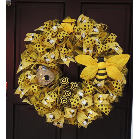 Luxury Bumblebee Wreath | Honey Bee Summer Front Door Wreath | Beehive Garden Decor | 60cm (24")