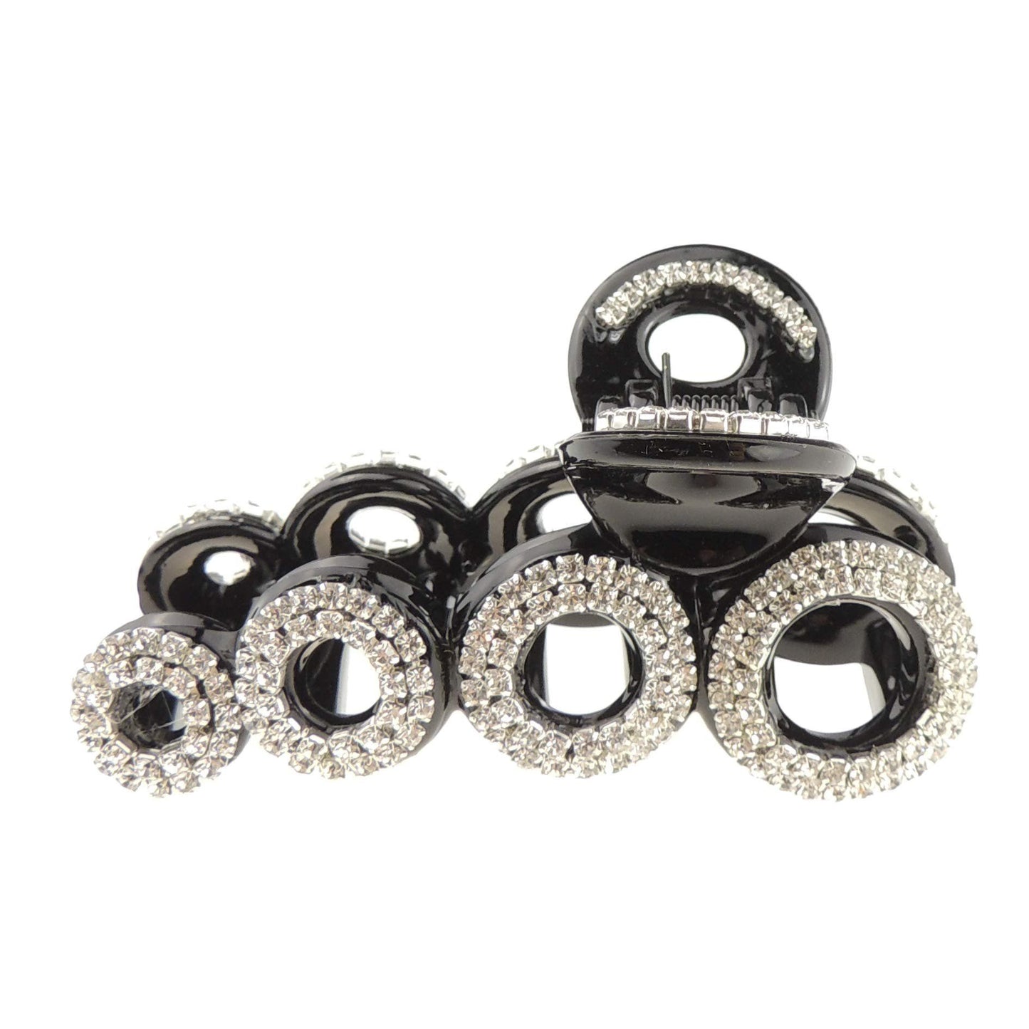 Extra Sparkly Diamante Crystal Evening Thin Fine Hair Claw Clamp Round Circles