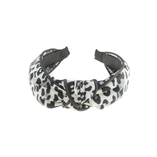 Womens Girls Knotted Top Knot Twisted Velvet Turban Chiffon Fabric Winter Wedding Formal Dance Christmas Party Birthday Headband Hair Alice Band Animal Cheetah Cat Leopard Print