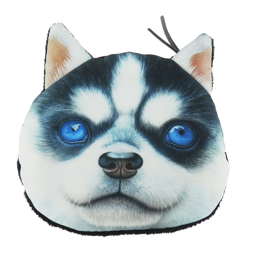 Womens Mens Girls Boys Cute Kids Teens Dog Puppy Doggy Small Large Medium Breed Size Animal Lovers Funny Realistic Face Coin Change Money Makeup Zipper Holder Wallet Pouch Purse Husky