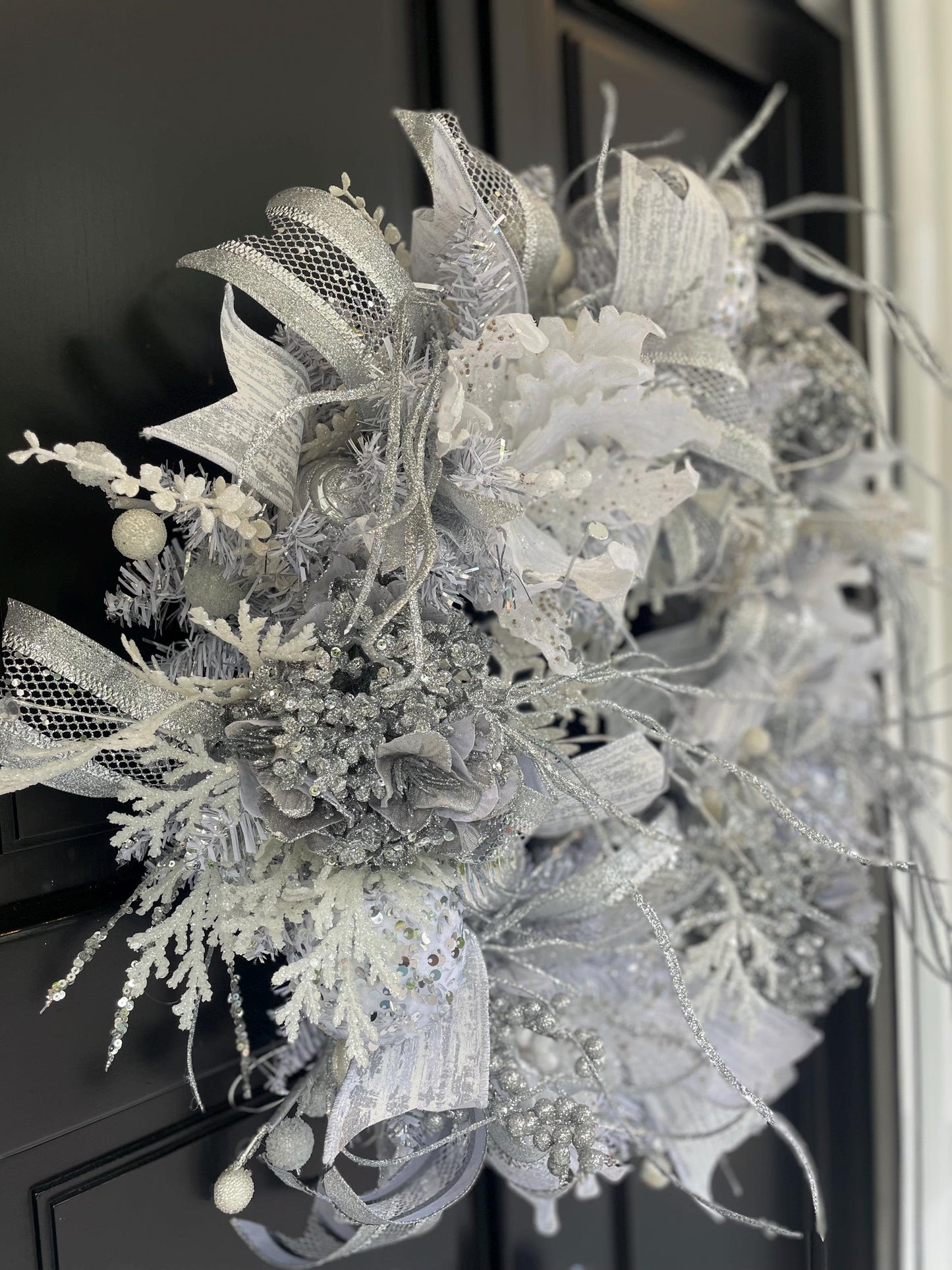 Luxury White & Silver Christmas Wreath | Winter Wonderland Front Door Wreath | 50cm (20")