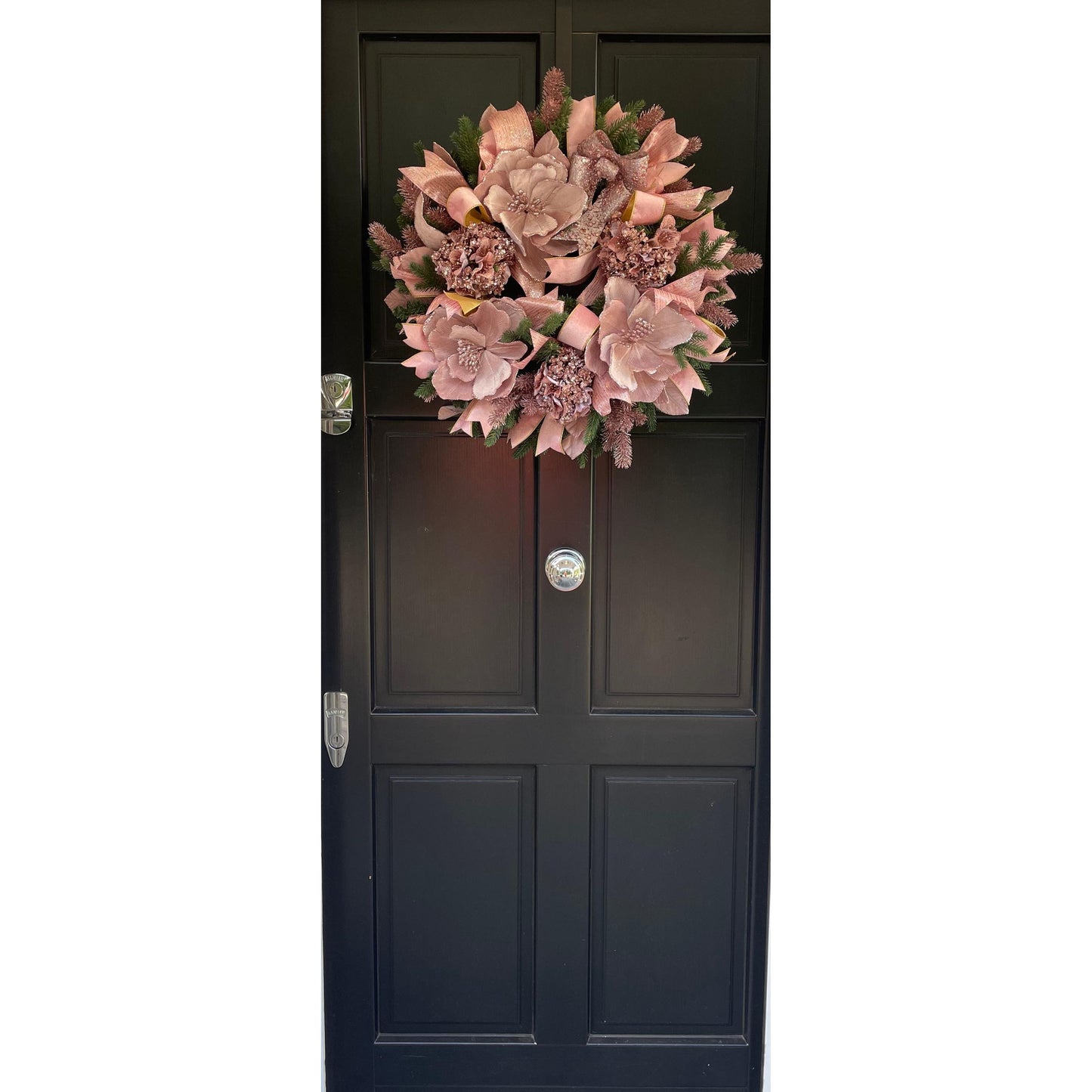 Elegant Pink XL Christmas Front Door Wreath Elegant Porch Holiday House Home Decor Decoration Boho Glam Winter Swag Designer Unique