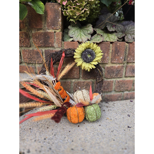 Autumn Vibes Fall Orange Harvest Front Door Wreath Rustic Wall Porch Hanger House Home Decor Decoration Thanksgiving Designer Fireplace Swag