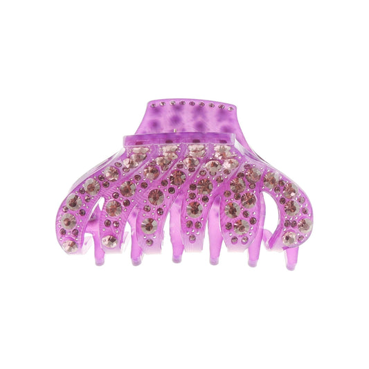 Sparkly Women Girls Jeweled Crystal Diamante Wave Jaw Clip Octopus Clamp Grip Bridal Wedding Party Styling Fine Medium Thin Hair Accessories Butterfly Claw Roses Floral Flowers Print 9cm Stripes