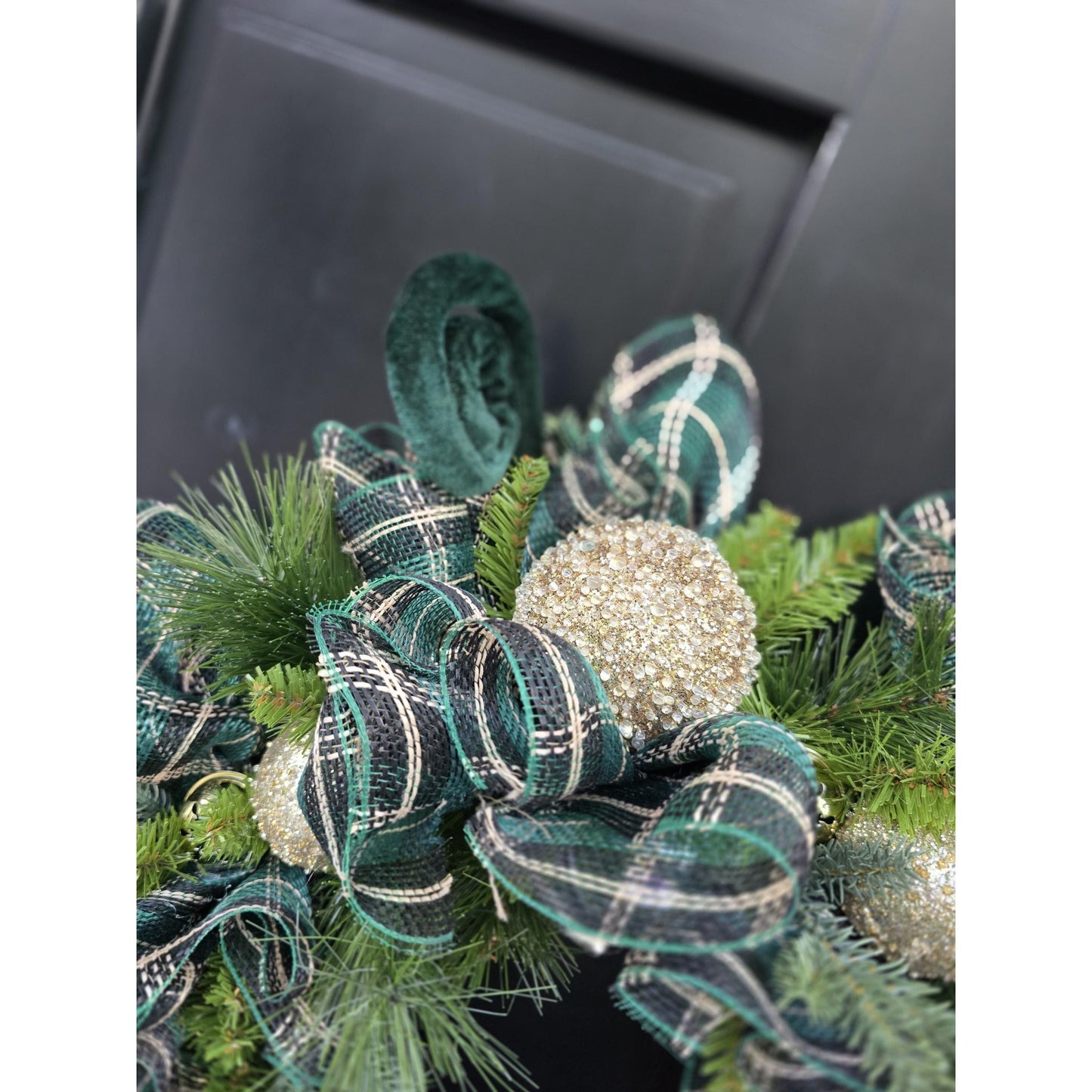 Luxury Gold & Green Christmas Wreath Front Door Luxury Home Decorations Xmas Winter Mantle Decor Holiday Wreath Advent Swag Fireplace Wall