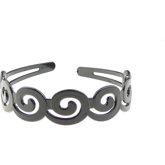 SMALL Head Ladies Girls Wide Stencil Cut Wide Headband Alice Band Swirly Waves (Black)