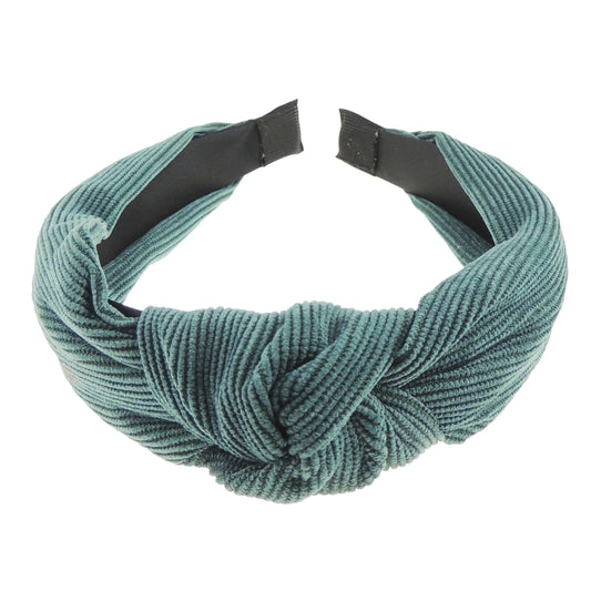 Fancy Womens Girls Wide Top Knot Knotted Winter Evening Corduroy Velvet Soft Fabric Headband Alice Band Hair Band Accessories Wedding Bridal Party Christmas Birthday Colour (Grey)