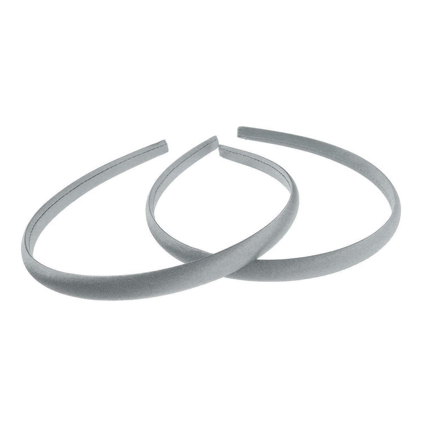 Pair of 2 Slim Thin 1cm Satin Covered Girls Party Satin Plain DIY Alice Headband Hairband Head Hair Band Kids School Uniform (Violet)