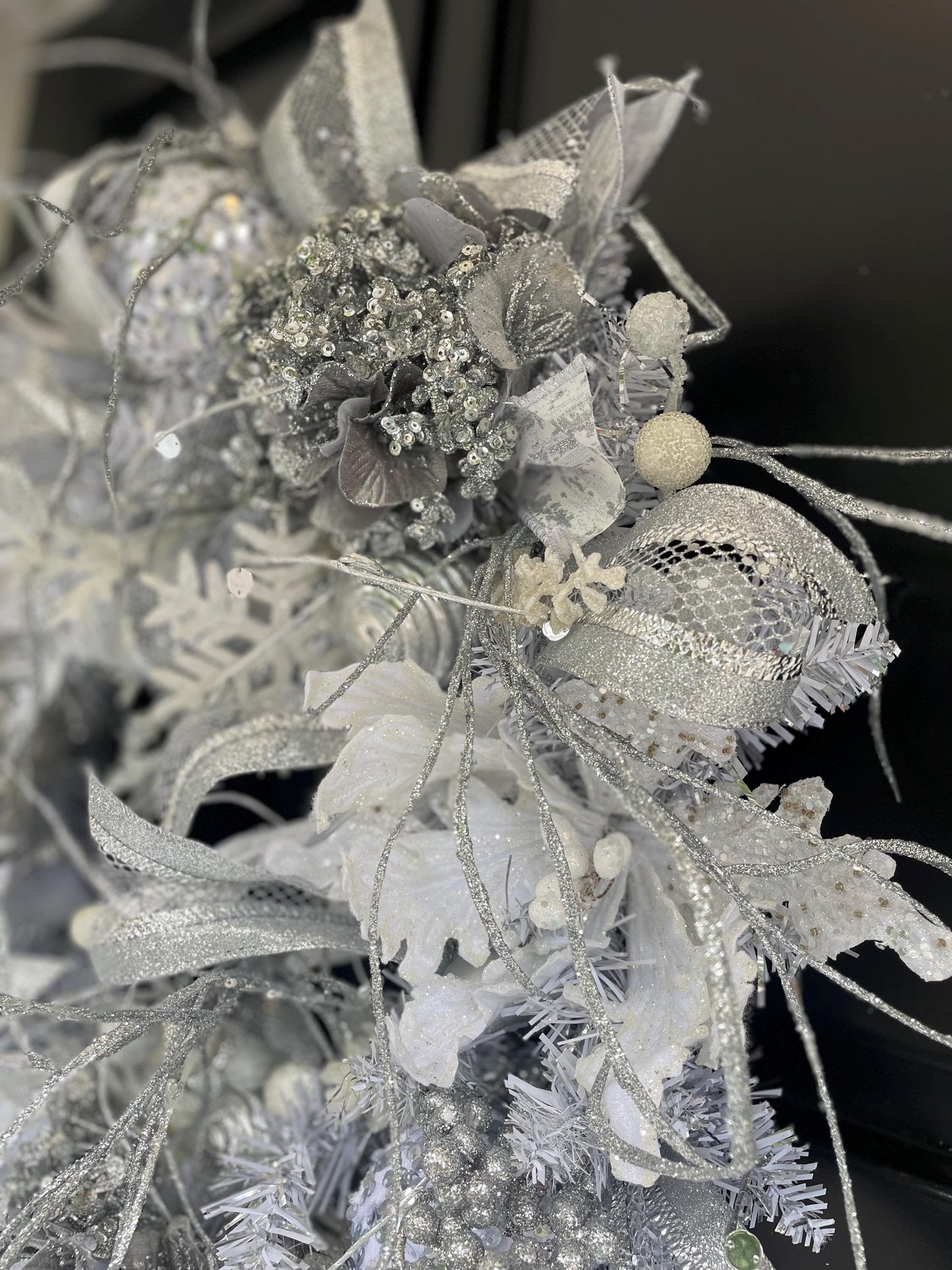 Luxury White & Silver Christmas Wreath | Winter Wonderland Front Door Wreath | 50cm (20")
