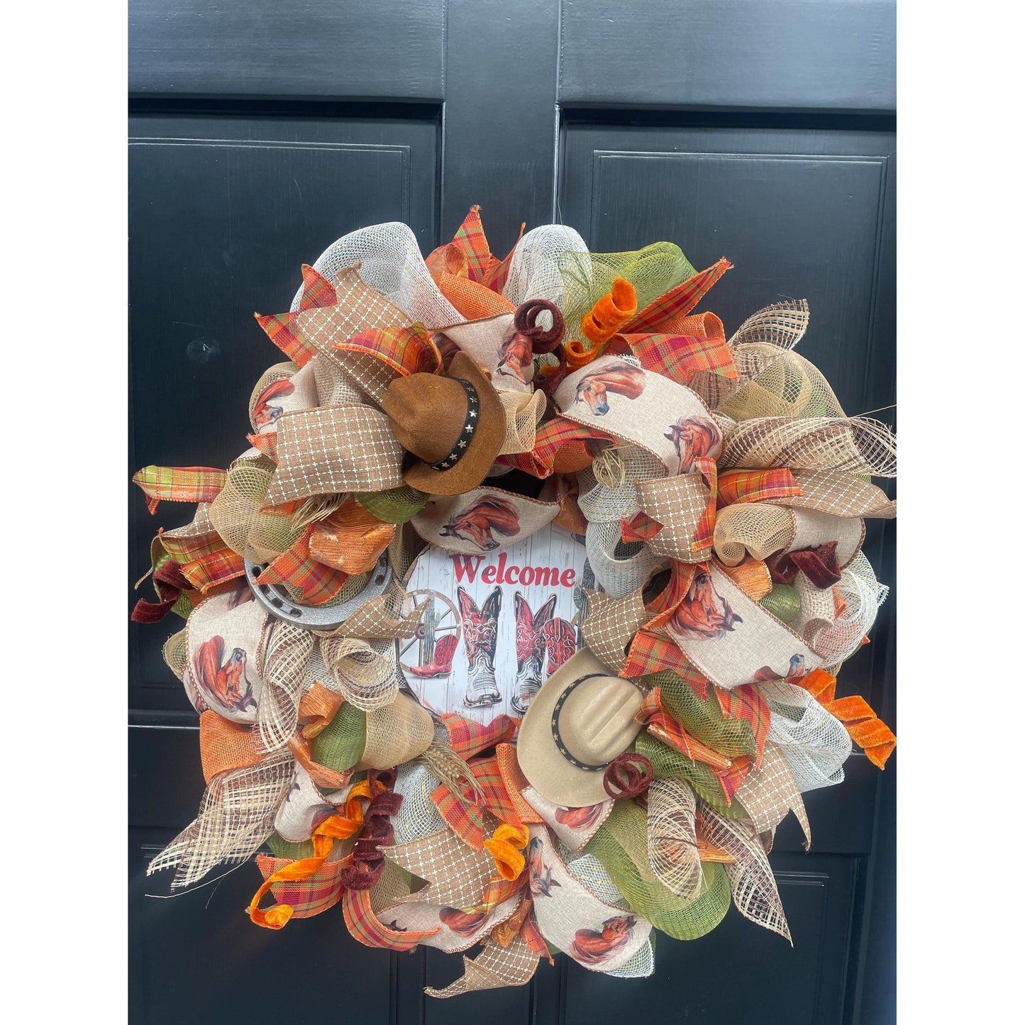 Elegant Southern Charm Wreath Front Door Welcome Y'all Rustic Country Girl Southern Belle Horse Lover Farmhouse Autumn Decor Home Porch Wall