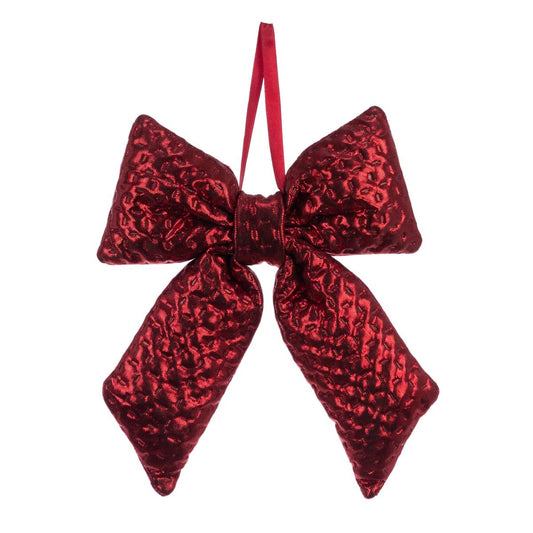 Metallic Red Festive Soft Bow Hanging Christmas Bow Xmas Decor Decoration