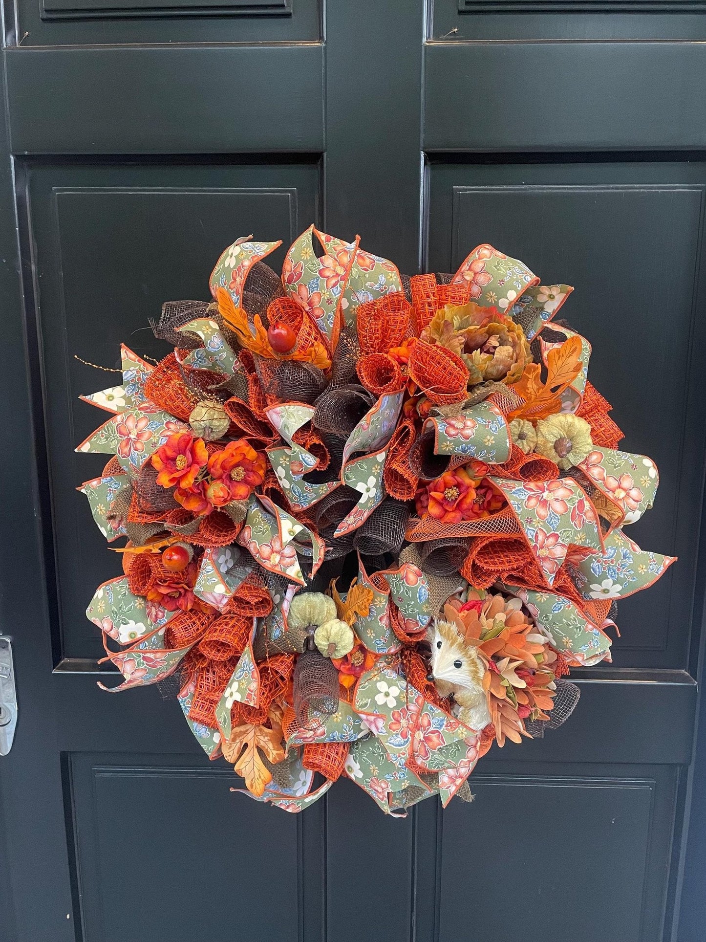 Luxury Hedgehog Autumn Wreath | Woodland Harvest Front Door Wreath | 50cm (20")