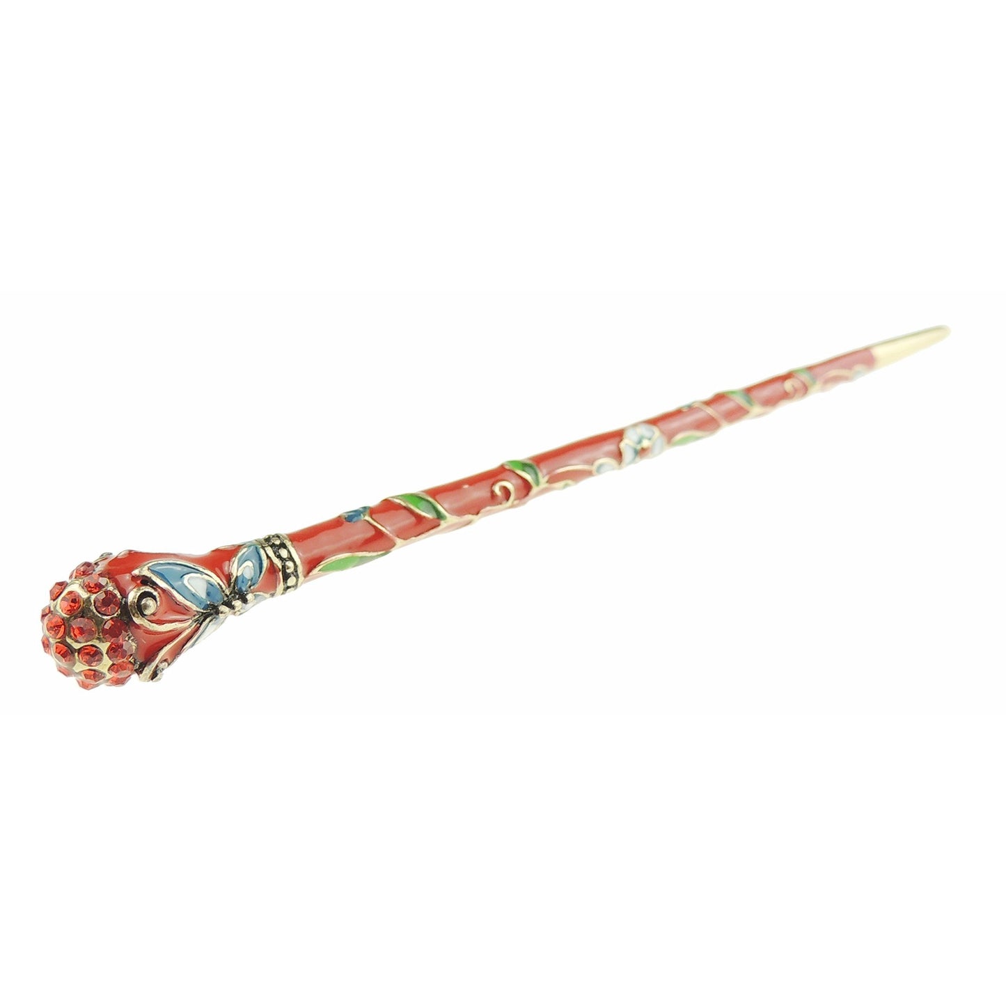 Womens Retro Bridal Wedding Party Bridesmaid Christmas Gift Banana Styling Hair Accessories Pins Bun Holder Chignon Brooch Hairpin Slide Jewelry Updo Chopsticks Stick Enamel Floral (Flower Green)