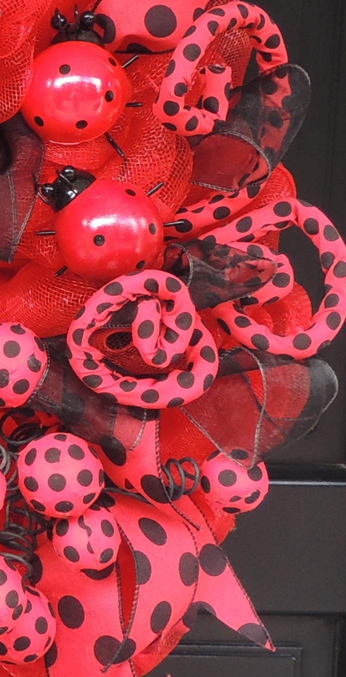 Luxury Ladybug Wreath | Red & Black Summer Front Door Wreath | Garden Decor | 60cm (24")