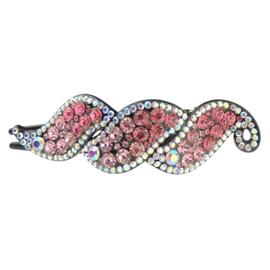 Ladies Concord Beak Diamante Crystal Black Hair Clip Wavy Swirls