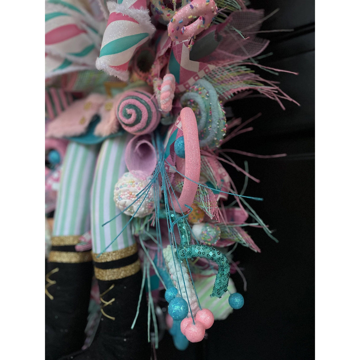 XXL Nutcracker Candy Christmas Wreath Front Door Sweets Pink Blue Xmas Swag