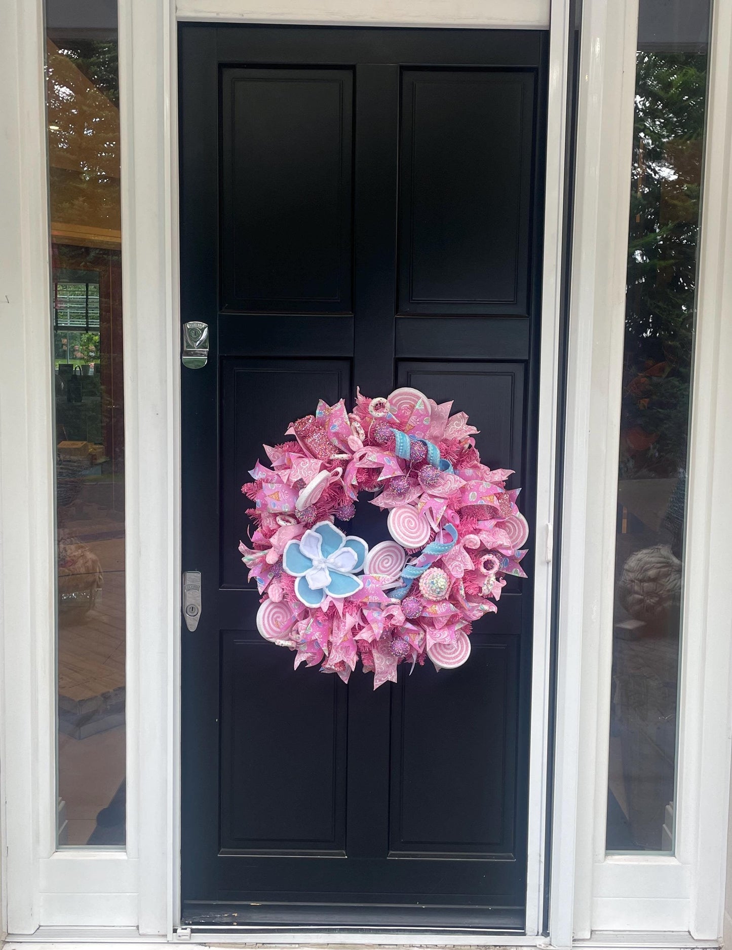 Luxury Pink Christmas Wreath | Handmade Candyland Front Door Wreath | 60cm (24")