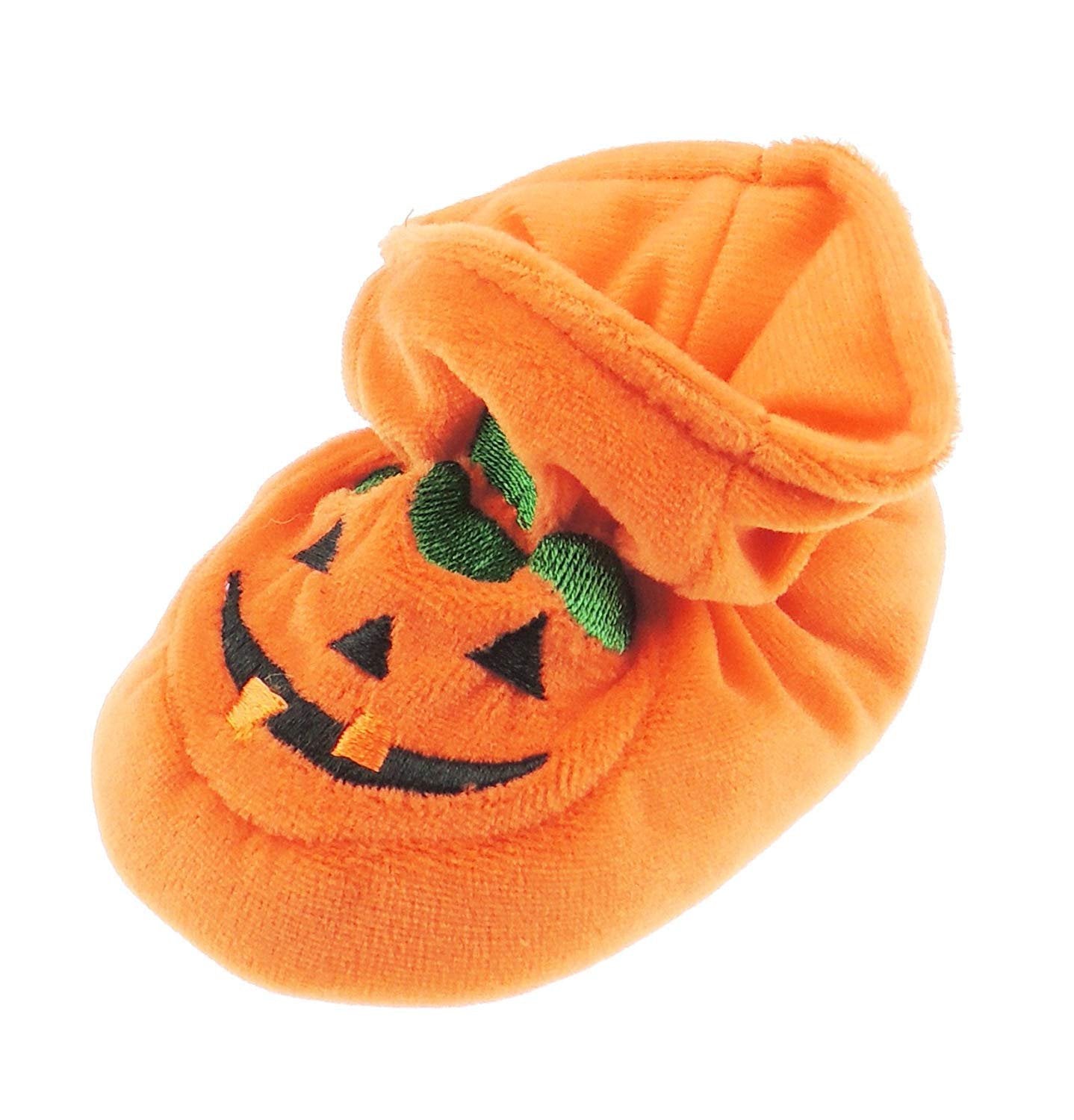 Glamour Girlz Super Cute Baby Boys Girls Pram Booties Slippers Orange Halloween Thanksgiving Scary Pumpkin