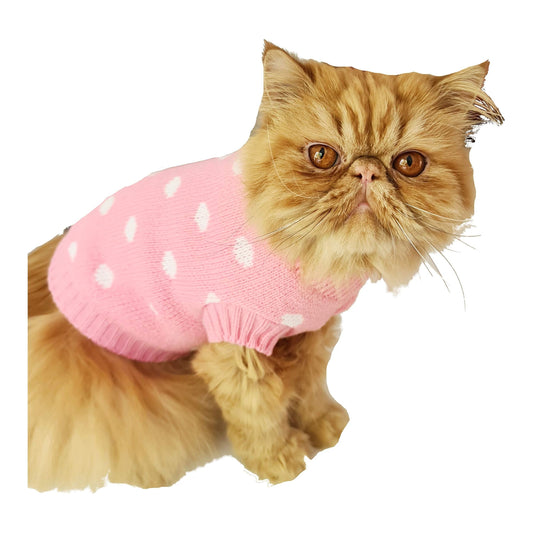 Super Cute Small Dog Breed ONLY Girls Pink Boy Blue Dogs Warm Knit Polka Dot Jumper