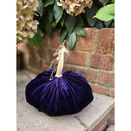 XXL Jumbo Royal Purple Dark Silk Velvet Pumpkin: Handmade Luxury Fall Autumn Decor Accent Hall Decoration Decor Cozy Country Traditional