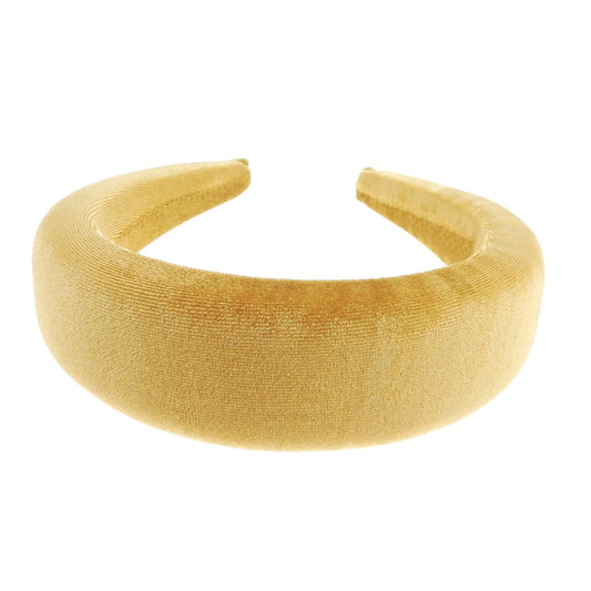 Womens Puffy Occasion Wedding Bridal Party Birthday Christmas Evening Wide 4cm Thick High Bump Padded Velvet Velour Hair Hairband Accessories Headband Alice Band (Camel Brown)