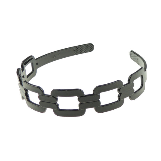 GIRLS SMALL HEAD LADIES School Uniform Work Gym Yoga Birthday Party Hair Accessories Plain Plastic Wide Chain Links Square Stencil Short Long Hair Headband Alice Band Hairband Black