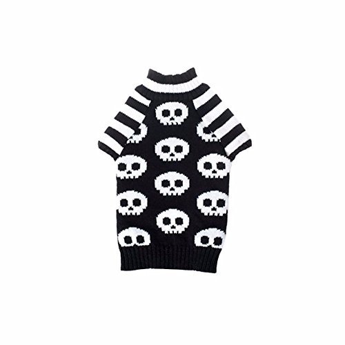 SMALL DOG ONLY Black WHite SKull Jumper Outdoor Walking Halloween WInter Cat Clothes