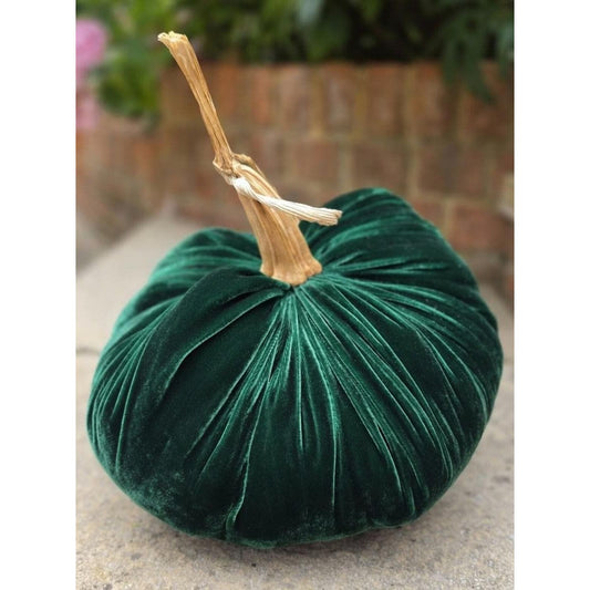 Large Silk Velvet Pumpkins, Fall Autumn Decoration,Xmas Thanksgiving Decor,Table Centerpiece, Rustic Wedding Decor,Dark Emerald Kelly Green