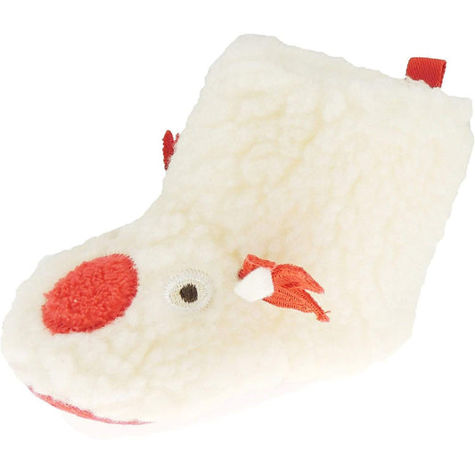Cute Baby Boys Unisex Girls Infant Newborn Babies Kids Crib Pram Shoes Winter Fleece Warm Soft Sole Booties Slippers Festive 1st First Christmas Xmas Cream Red Nose Reindeer Snow Boots (6-9 Months 13)