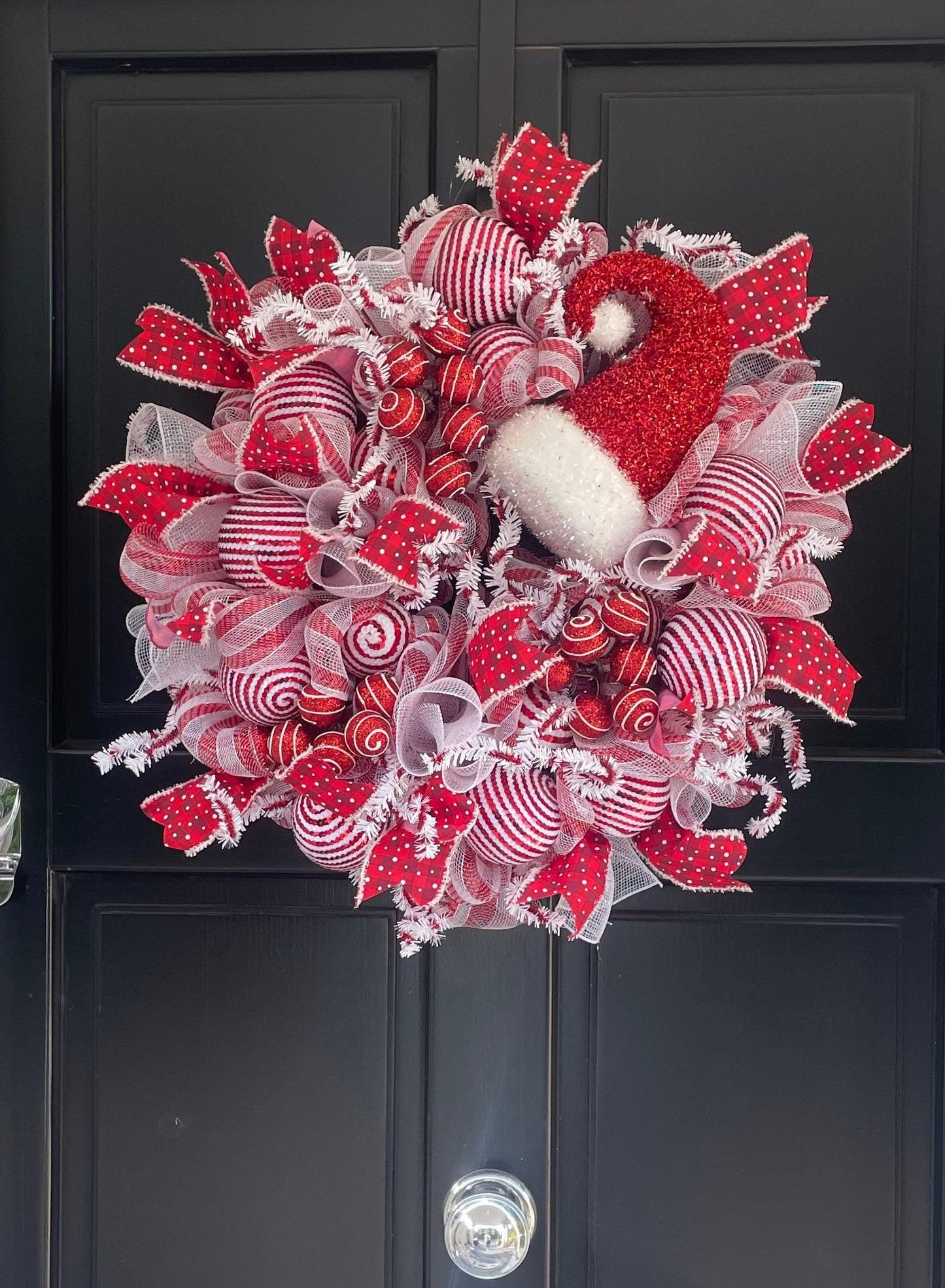 Luxury Santa Hat Christmas Wreath | Red & White Front Door Wreath | 50cm (20")