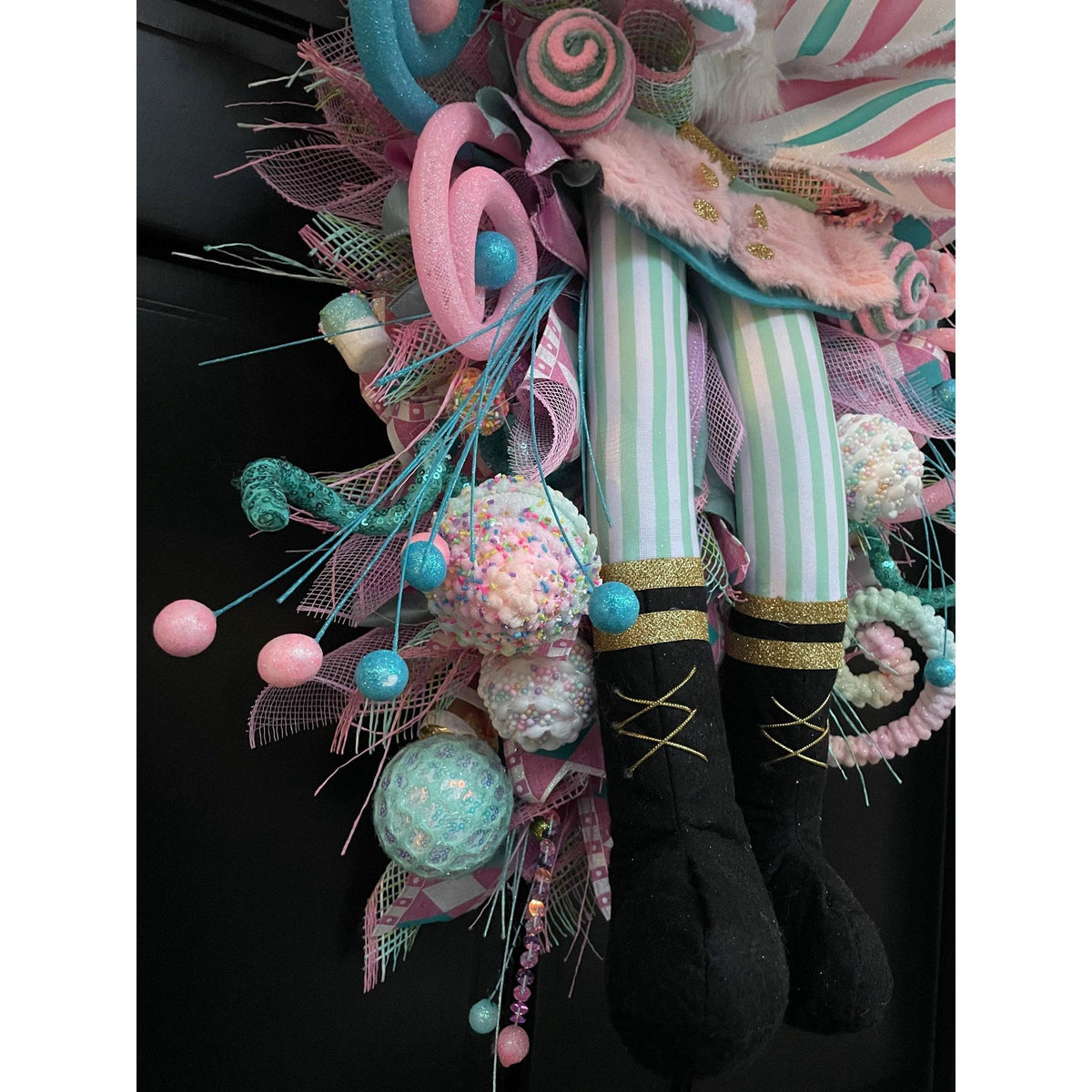 XXL Nutcracker Candy Christmas Wreath Front Door Sweets Pink Blue Xmas Swag