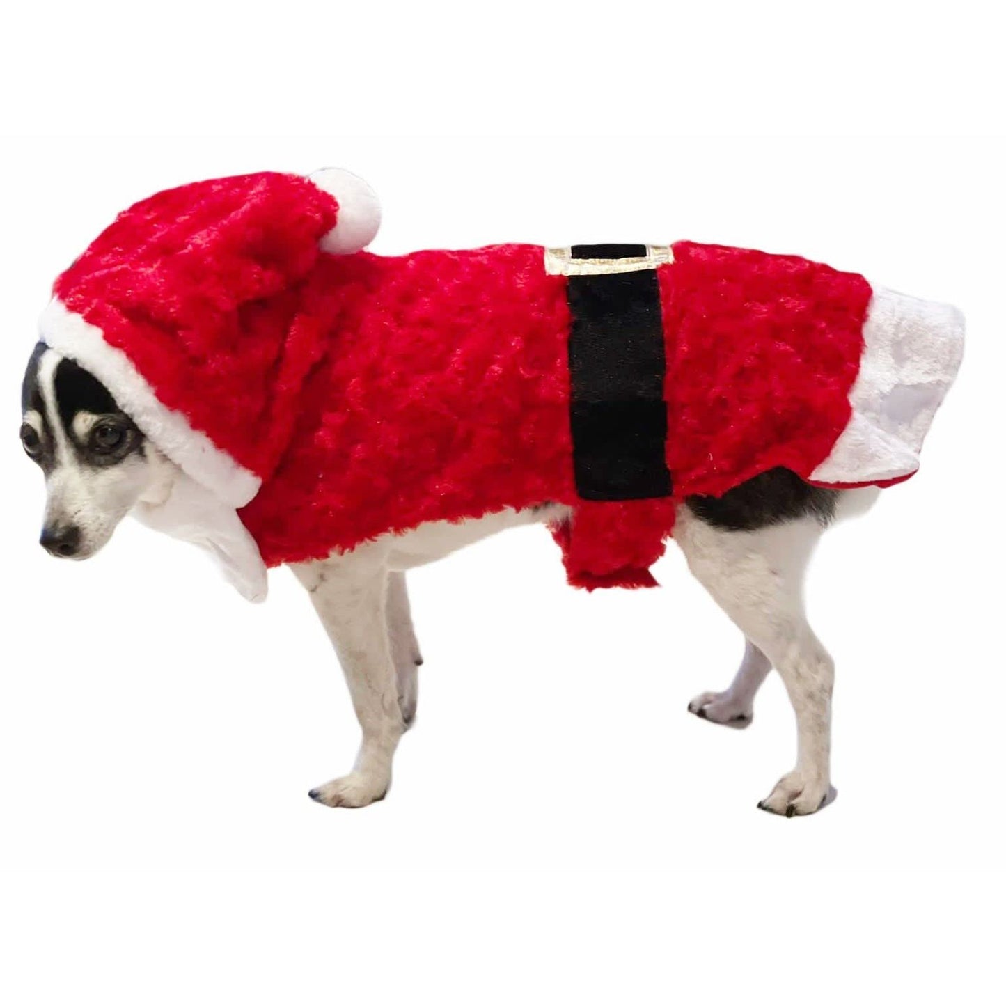 Cute Festive Red Funny Santa Claus Father Christmas Party Boy Girl SMALL DOG BREED ONLY Puppy Kitten Cat Warm Winter Fleece Costume Clothes Jumper Dress Skirt Coat Walking Hoodie Outfit (M)