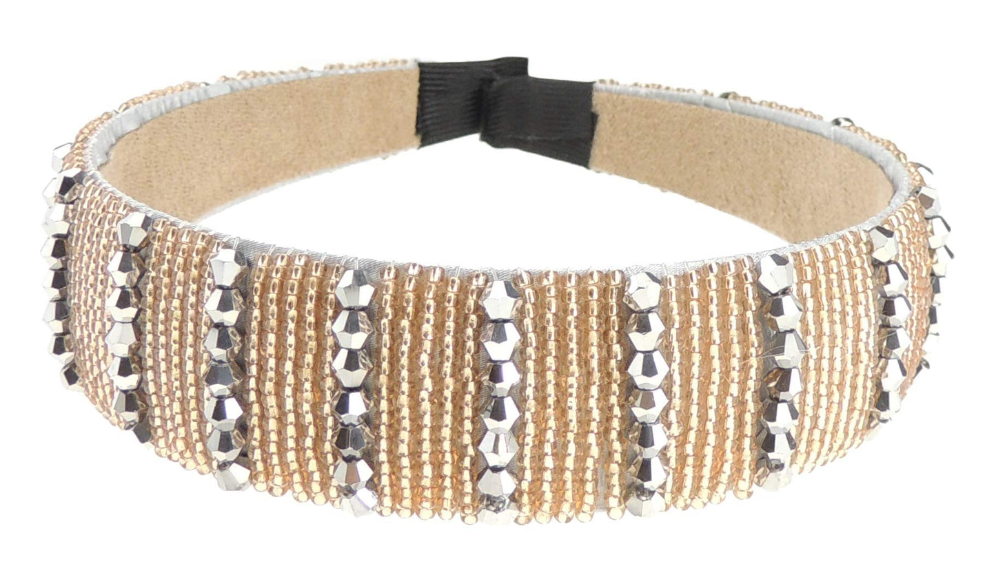 Womens Sparkly Beaded Jeweled Embellished Crystal Birthday Party Wedding Bridal Special Occasion Hair Accessories 2.5cm Short Long Hair Headband Alice Band Hairband