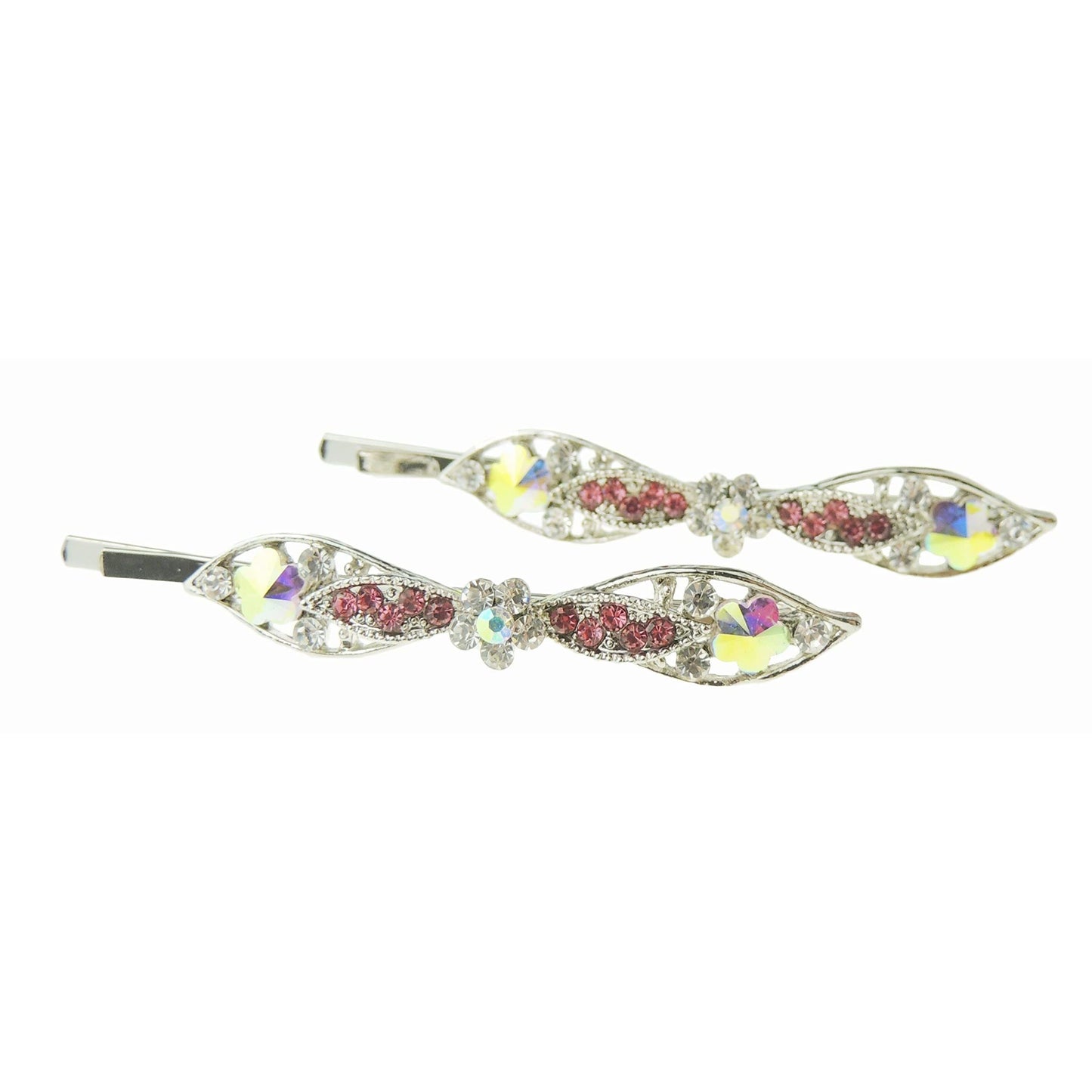 Womens Girls Sparkly Bow Rhinestone Jeweled Crystal Diamante Party Birthday Christmas Bridal Wedding Accessories Slides Hairpin Hair Clips Grips Bobby Pins